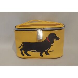 Marc Tetro Womens Yellow Dachshund Cosmetic Bag Travel Vanity Case
